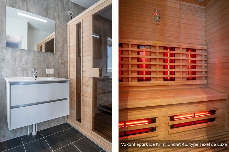 Chalet Typ Texel de Luxe in De Cocksdorp, Texel mit luxurioeser Infrarotsauna fuer ultimative Entspannung.