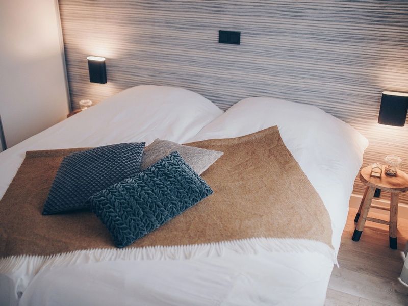 Comfortable bedroom in Chalet Bregkoog 119, offers tranquility in De Koog, Texel, Wadden Islands.