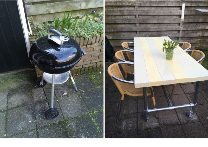 Barbecue and outdoor furniture at De Duinputter vacation home in De Koog Texel for cozy evenings.