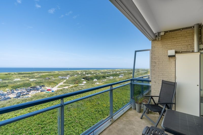 Balcony with views of nature and sea at Apartment Juliana 160 Zeezicht, a vacation accommodation in De Koog, Texel.
