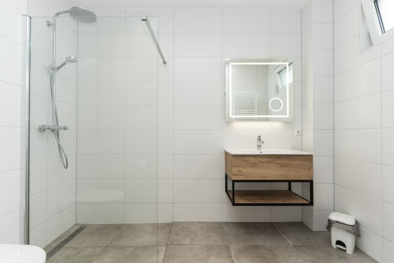 Luxury bathroom with walk-in shower in Villa 21A, De Koog, Texel, vacation home on the Wadden Islands.