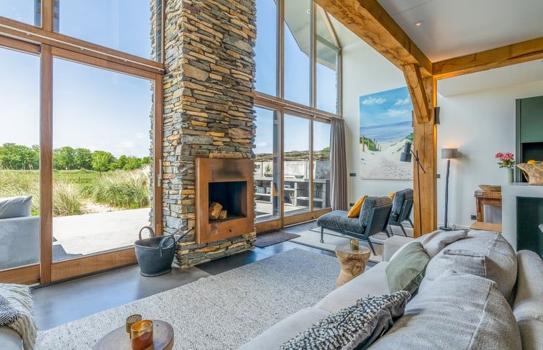 Cozy living room in cottage in De Koog overlooking Texel dunes.
