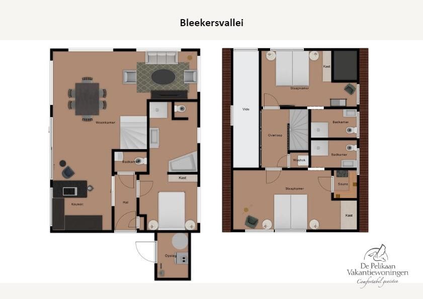 Floor plan of Kluut 16a vacation home in De Koog, Texel.