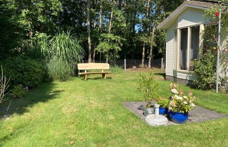 Rustic garden with bench at Holiday home in De Koog, Texel, Wadden Islands.