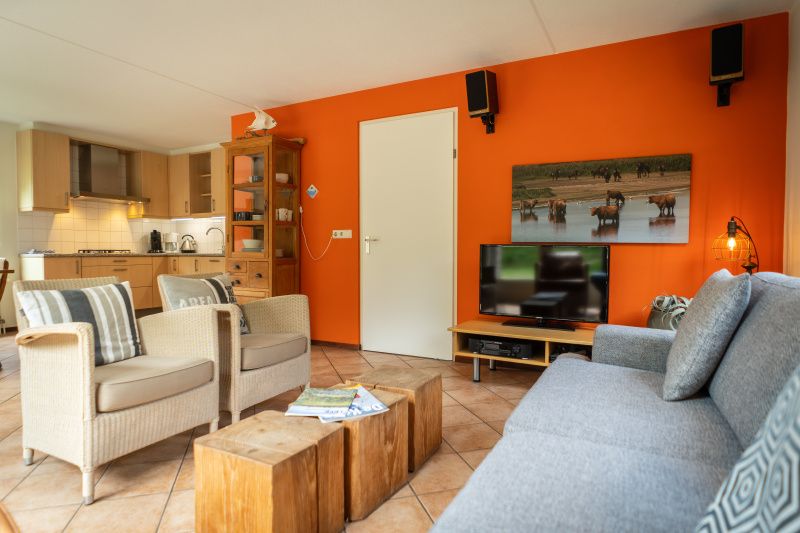 Cozy sitting room in Villa 6 persons with 2 bathrooms, De Koog, Texel. Vacation home with colorful furnishings.