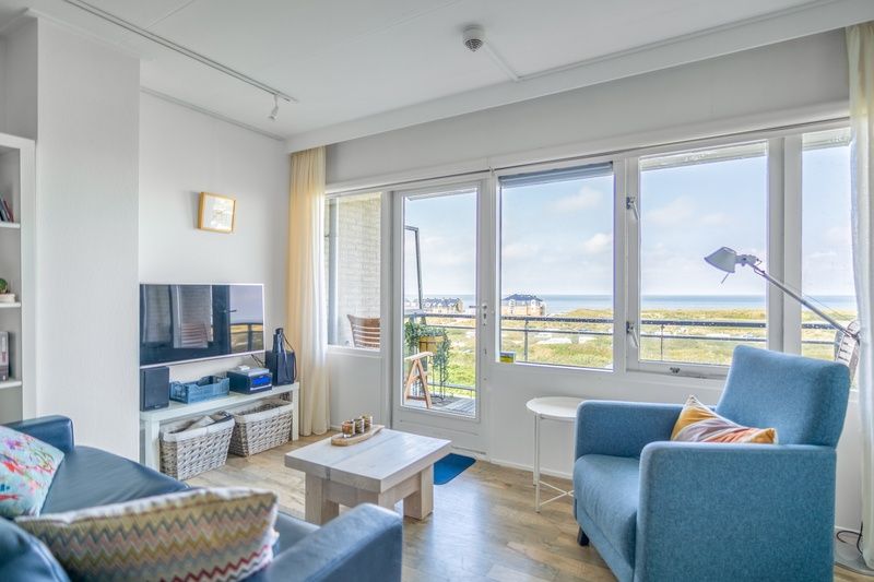 Cozy sitting area in Apartment Juliana 112 Zeezicht, De Koog, Texel with beautiful sea view.
