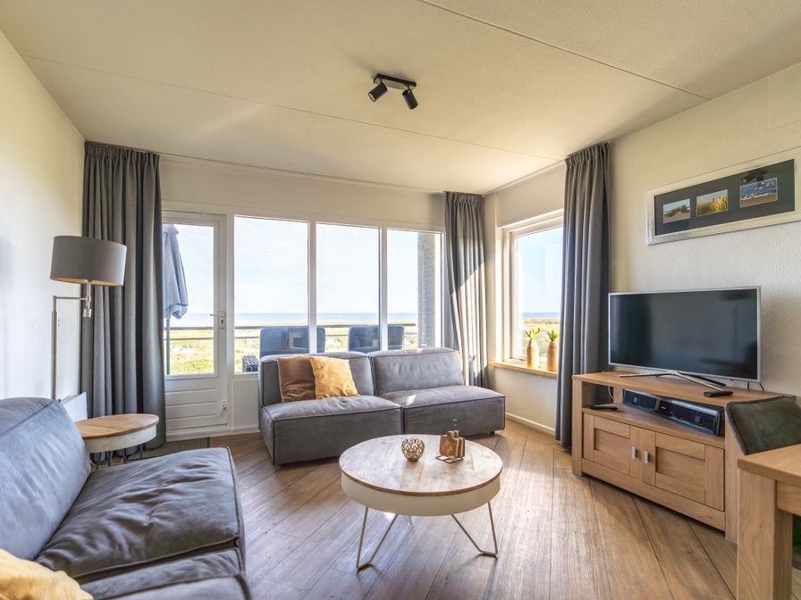 Cozy living room with sea view in Apartment Juliana 118 Zeezicht, De Koog, Texel.