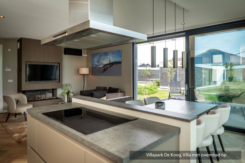 Luxury family villa with pool in De Koog, Texel. Comfortable living room with stylish interior on the Wadden Islands.