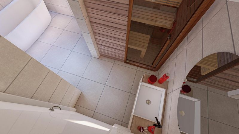 Wellness facilities in Duinvilla Wellness 6, Texel, with sauna and stylish bathroom.