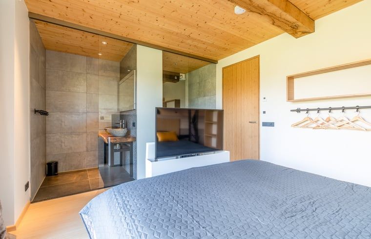 Luxury bedroom with ensuite bathroom in Holiday home in De Koog Texel, for ultimate comfort on the Wadden Islands.