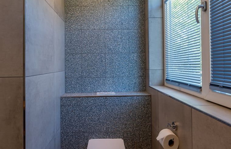 Details des Badezimmers im Ferienhaus in Den Burg, Texel, mit modernem Waschbecken.