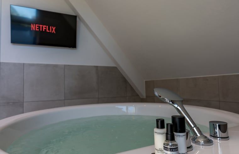 Runder Whirlpool im Ferienhaus in Den Burg, Texel, mit klarem Wasser.