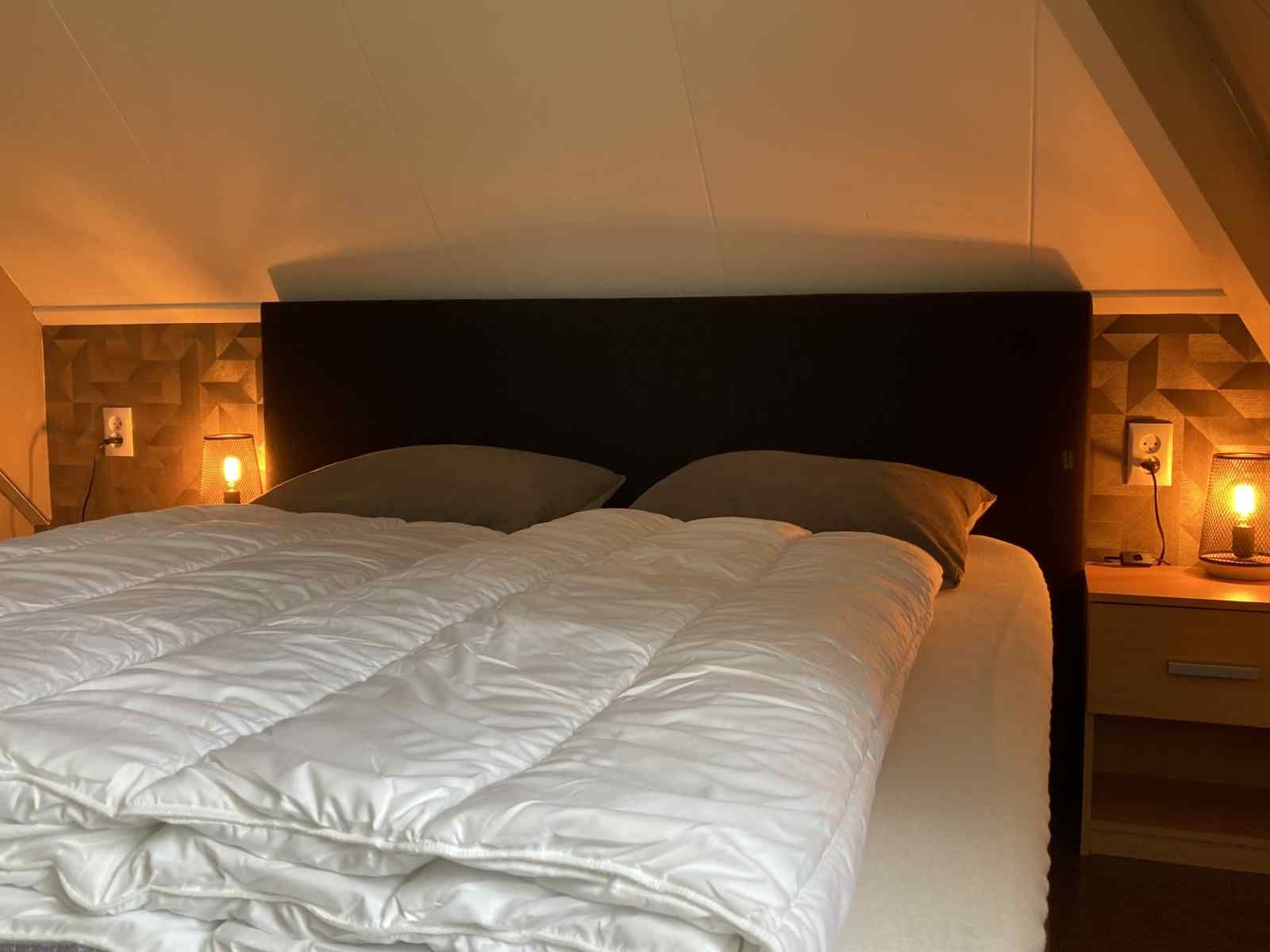 Geraeumiges Schlafzimmer mit Einzelbetten im NH197 Ferienhaus Texel