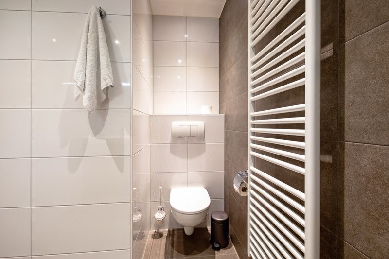 Toilet in Appartement Gouden Reaal 25, Den Hoorn Texel, vakantiehuis met nette sanitaire voorzieningen op de Waddeneilanden.