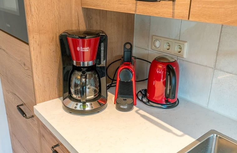 Coffee makers and kettle in the kitchen of Holiday home in Oosterend, Texel.