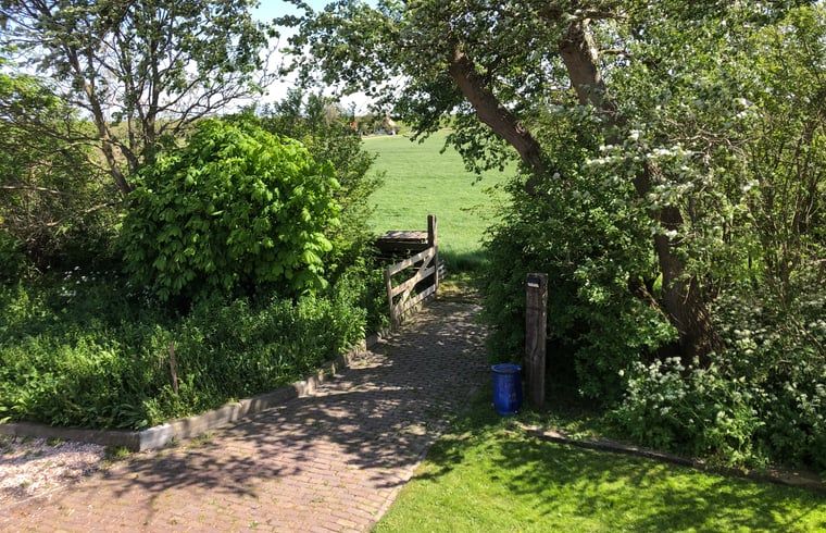 Path to Holiday home in Oosterend, Texel with green view. Accessible vacation home on the Wadden Islands.