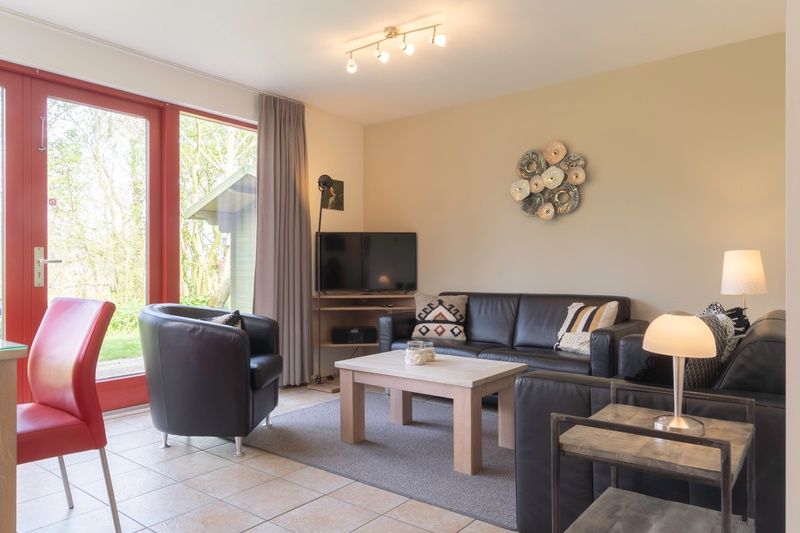 Gemuetliches Wohnzimmer von Typ II+ - Nr. 77 Goldfinch, modern eingerichtetes Ferienhaus in Oosterend Texel.