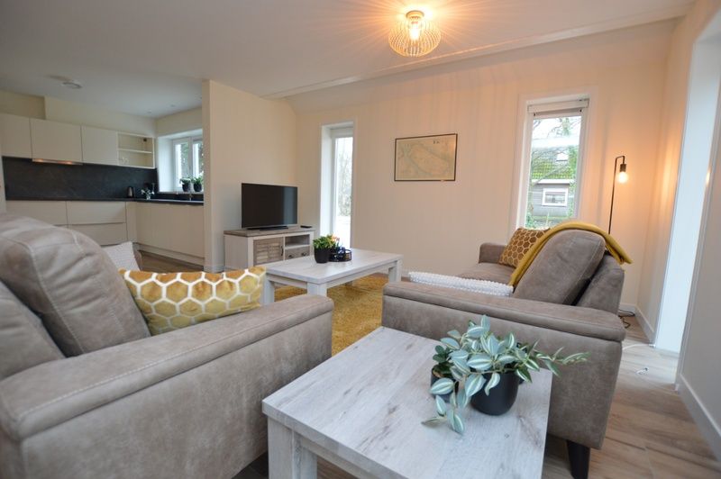 Gemuetliches Wohnzimmer im Ferienhaus De Nagtegaal 23, De Dennen, Texel, mit moderner Einrichtung.