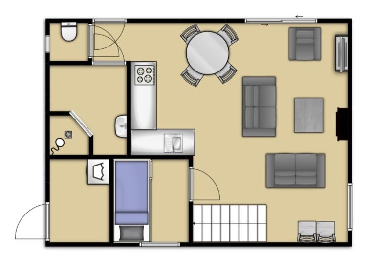 Erdgeschossplan Ferienhaus Gortersmient 330, De Dennen, Texel.