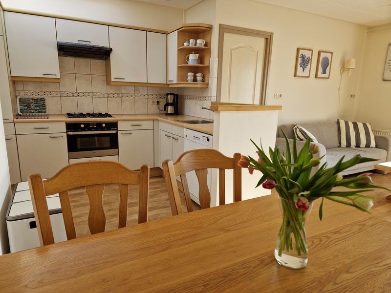 Fully equipped kitchen in Bungalowpark Uterste Coogh - Bungalow 116, De Dennen, Texel with modern amenities.