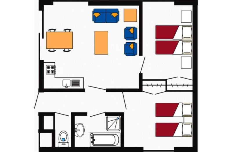 Karte des Ferienhauses Typ 1, De Dennen, Texel, Waddeninseln.