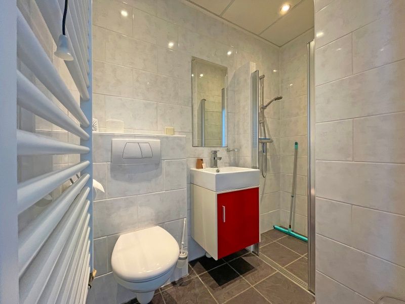 Stylish bathroom in Apartment Bos en Duin 02, Texel with modern amenities and a spacious shower.