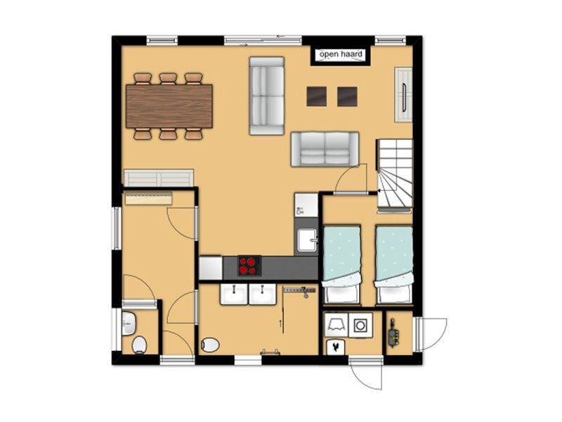 Grundriss des Ferienhauses Gortersmient 206 im Bungalowpark Gortersmient, Texel.