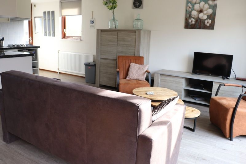 Wohnzimmer mit bequemen Sitzgelegenheiten im Ferienhaus Gortersmient 234, De Dennen, Texel zum Entspannen.