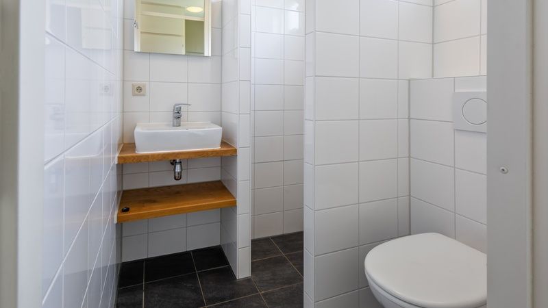 Stijlvolle badkamer in Type 2 - 6 persoons vakantiehuis, De Dennen, Texel met moderne afwerking.