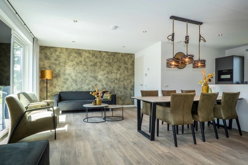 Stylish living room in Holiday Park De Koorn-aar Villa, De Dennen, Texel.