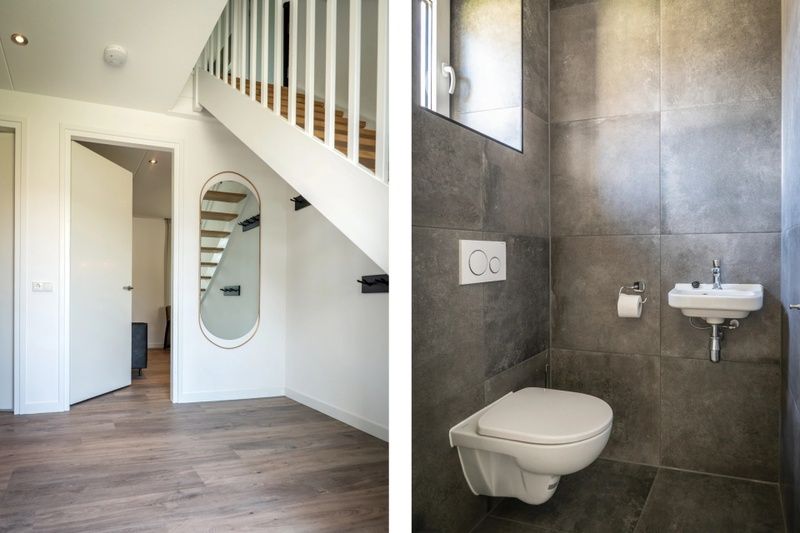 Entrance and bathroom of Holiday Park De Koorn-aar Villa, De Dennen, Texel.