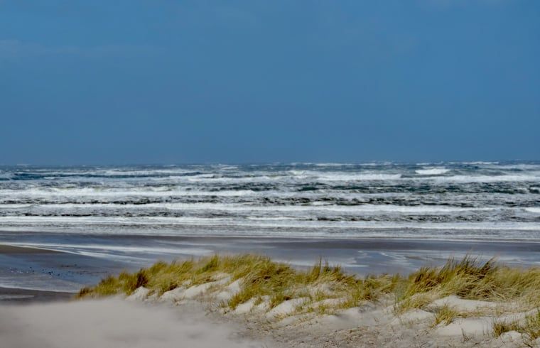 Uitzicht op de zee en duinen bij vakantiehuis Oosterend, Waddeneilanden.