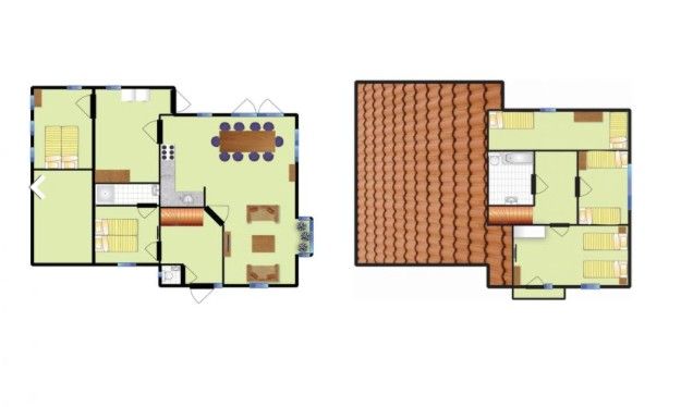 Plattegrond van DUINBUNGALOW 10, vakantiehuis in Hollum, Ameland, toont ruime indeling.