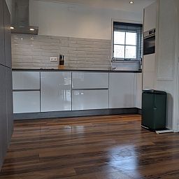 Modern kitchen in D' Duinster vacation home, De Koog, Texel with full equipment on the Wadden Islands.