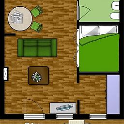 Floor plan of Apartment Groen, a cozy vacation home in Den Hoorn, Texel, with efficient layout.