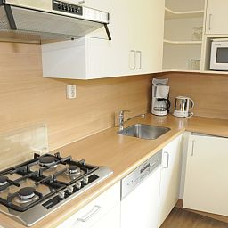 Moderne Kueche im Ferienhaus Typ 1, De Dennen, Texel, Watteninseln.