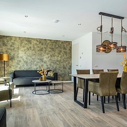 Stylish living room in Holiday Park De Koorn-aar Villa, De Dennen, Texel.
