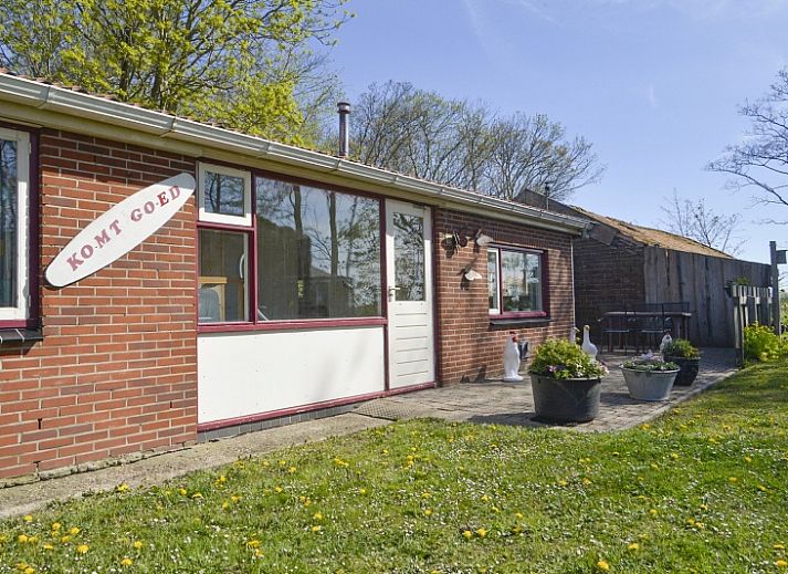 Gutes Ferienhaus in De Cocksdorp, Texel, mit schoener Terrasse und Gartenstatuen.