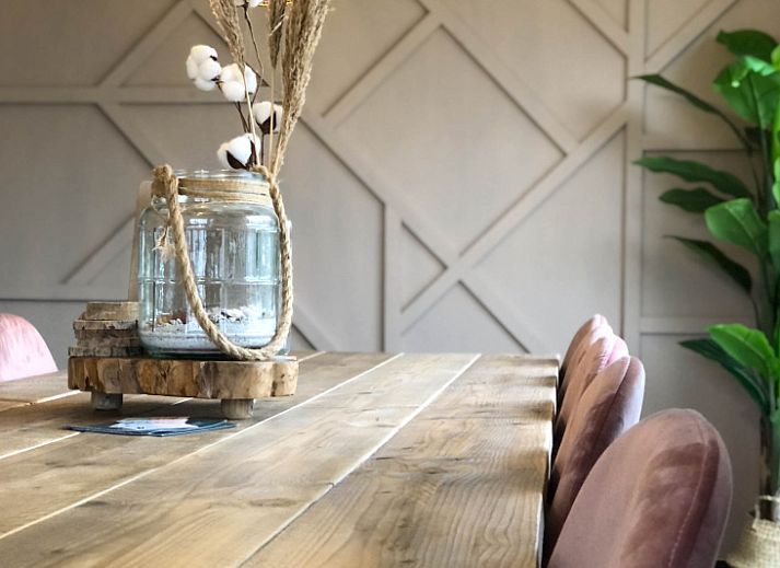 Stijlvolle woonkamer in Vakantiehuis De Vuurtoren, De Cocksdorp, Texel met comfortabele banken.