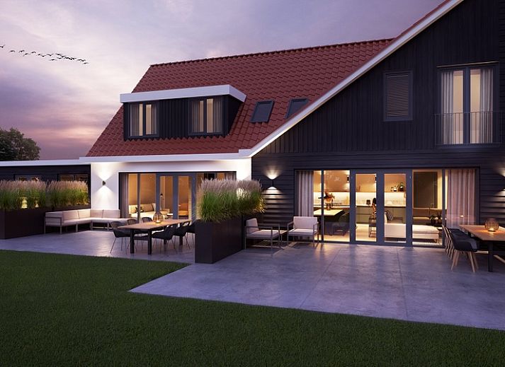 6 person vacation home in De Cocksdorp Texel with spacious garden and modern architecture.