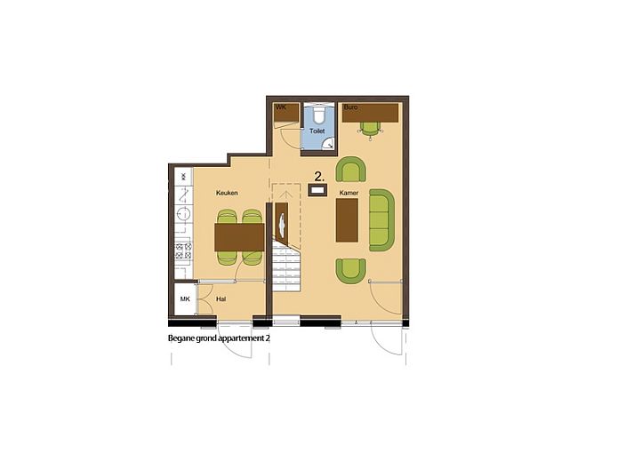 Gezellige woonkamer van Type S-2 vakantiehuis in De Cocksdorp, Texel met comfortabele zitruimte.