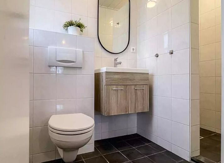 Luchtfoto van Huisje in De Cocksdorp, vakantieaccommodatie op Texel, omgeven door groene velden en natuur.