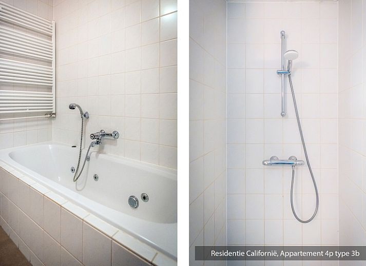 Modern open kitchen and dining area in Type 3B vacation home, De Koog, Texel, with stylish furnishings and blue accents.