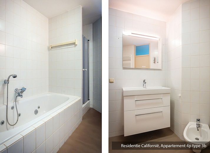 Modern open kitchen and dining area in Type 3B vacation home, De Koog, Texel, with stylish furnishings and blue accents.