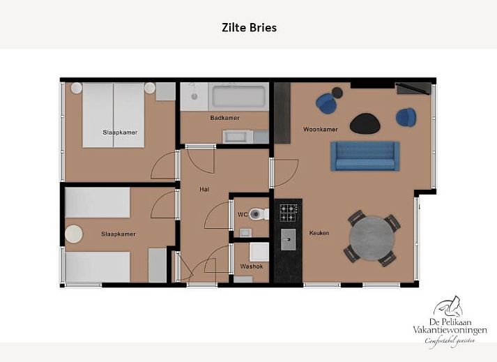 Stylish interior of Zilte Bries vacation home, De Koog, Texel, with art on the wall.