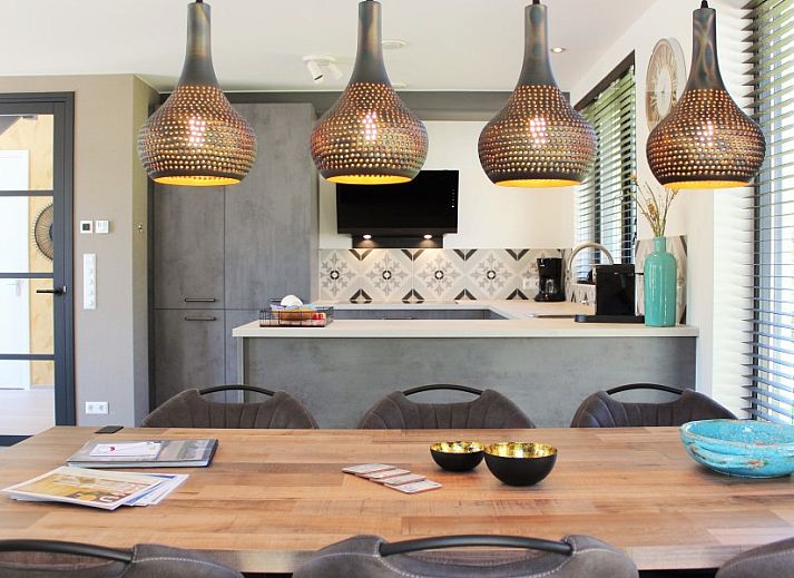 Stijlvolle woonkamer in 6 Pers.Landhuis de Luxe Eldorado Texel, De Koog, met rode banken.