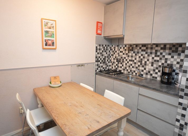 Bright living room of Apartment Kerckeland 70, vacation accommodation in De Koog, Texel with large windows.