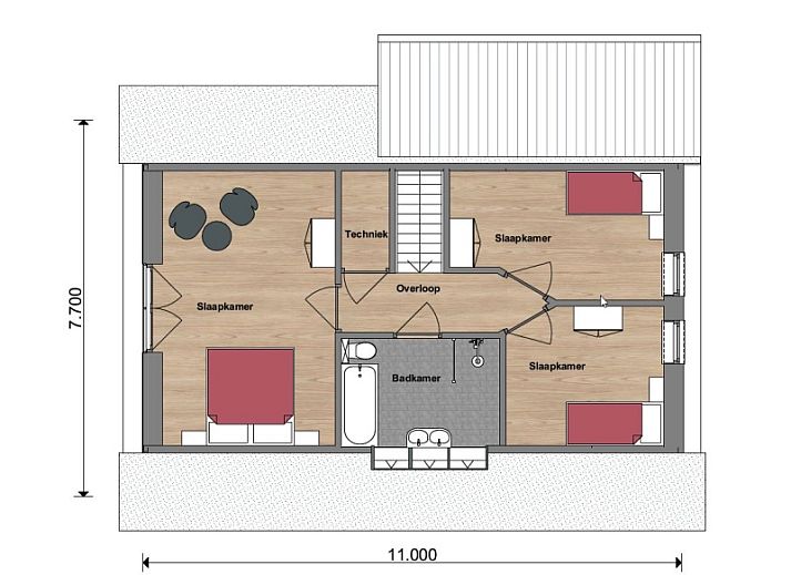 Modern kitchen in De Abeel vacation home, De Koog, Texel, with wooden interior and atmospheric lighting.