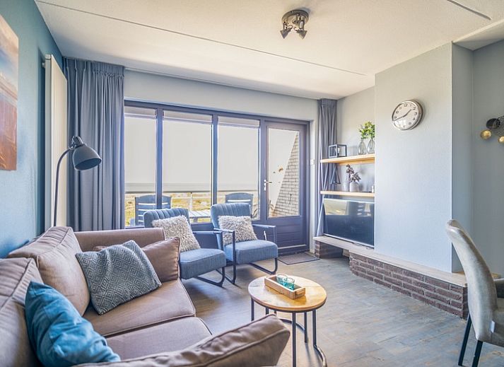 Gemuetliches Wohnzimmer mit Meerblick im Apartment Juliana 156 Zeezicht, De Koog, Texel.