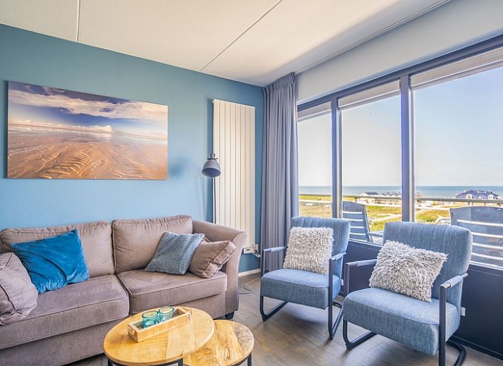 Gemuetliches Wohnzimmer mit Meerblick im Apartment Juliana 156 Zeezicht, De Koog, Texel.